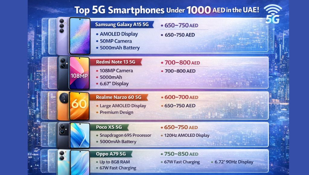 Best 5G Phones Under 1000 AED
